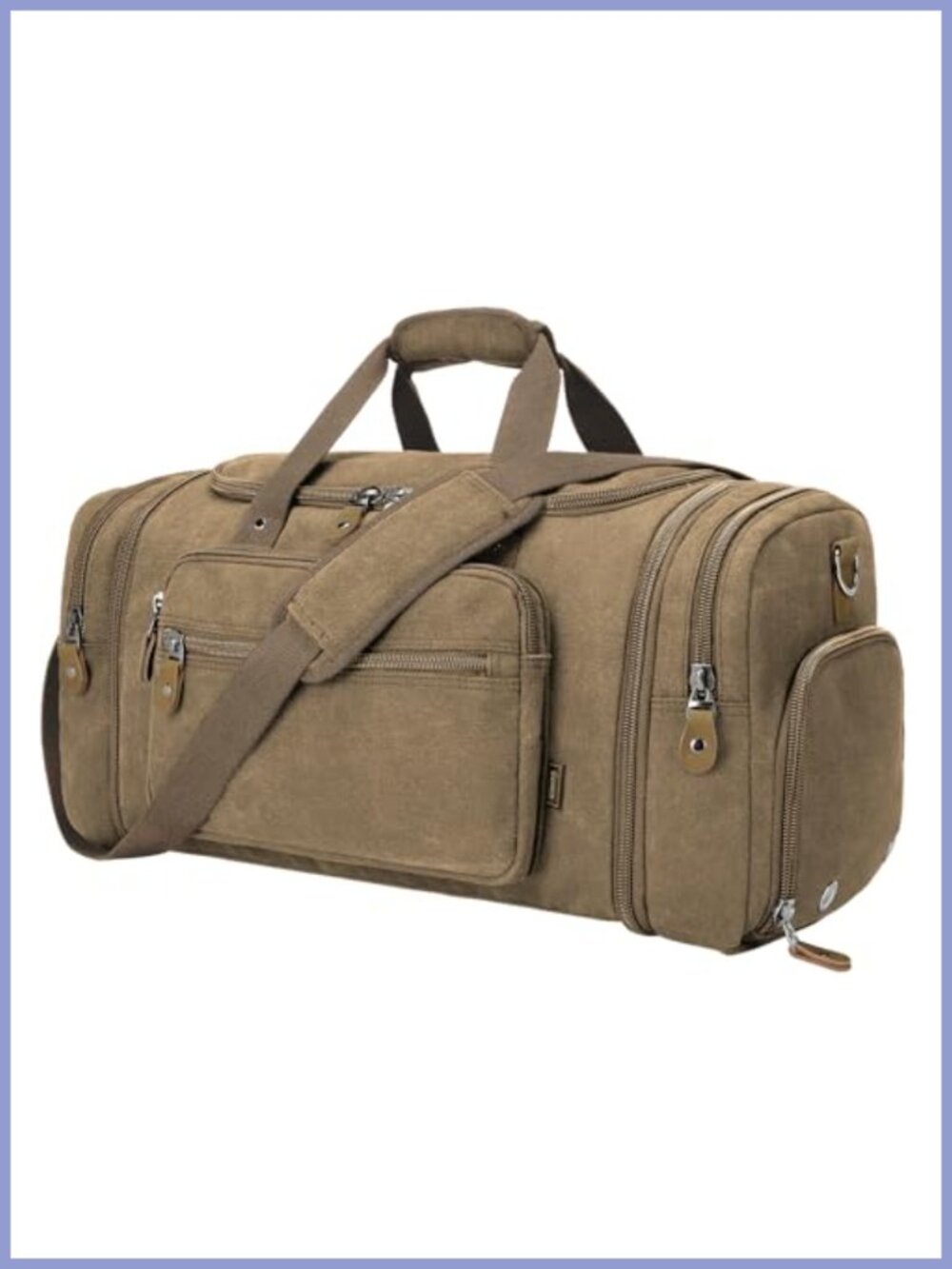 Expandable Canvas Travel Duffel Bag 60L Weekender with Shoe Compartment